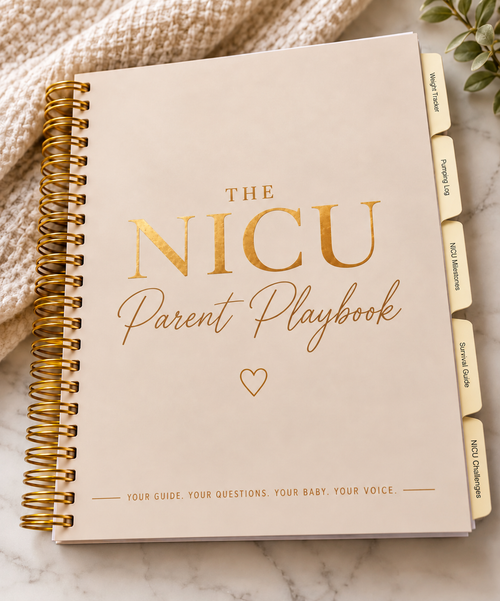 The NICU Parent Playbook spiral-bound NICU parent guide, journal, tracker, and advocacy resource