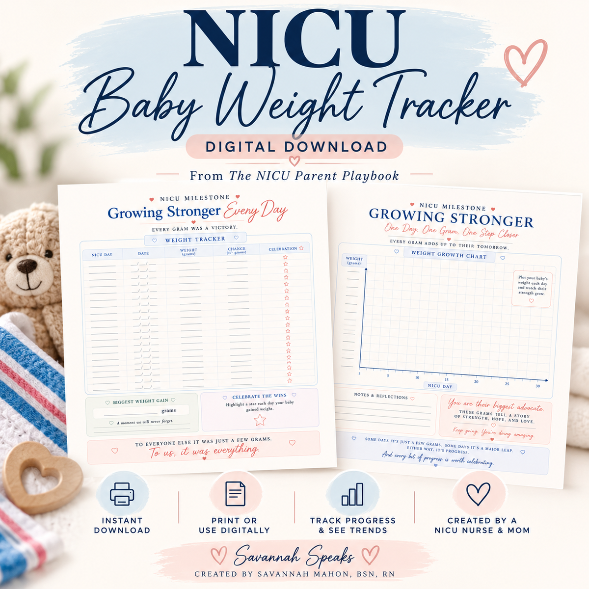 NICU Baby Weight Tracker — Digital Download